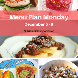 Small Bites by Jessica Menu Plan Monday week of December 5, 2016 including Grilled Salmon Burgers, Orange-Ginger Cranberry Sauce, Vegetarian Lentil Bolognese Over Polenta Cakes, Chipotle Beef Tacos, and Rosemary-Roasted Cauliflower with Raisins @jlevinsonrd.