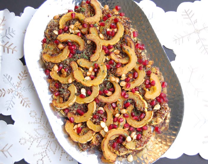 Maple-Roasted Delicata Squash Quinoa Salad in Dish