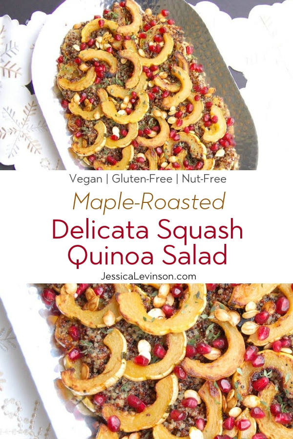 Maple-Roasted Delicata Squash Quinoa Salad with Text Overlay
