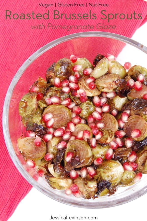 roasted brussels sprouts with pomegranate glaze is a delicious side dish for thanksgiving and the winter holidays