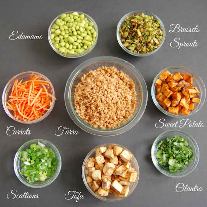 ingredients in the Farro Buddha Bowl for interactive meals