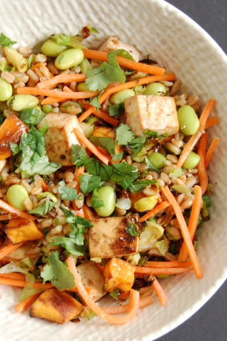 close up of Farro Buddha Bowl