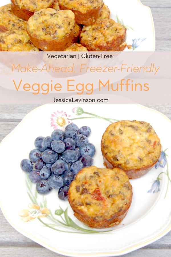 Veggie Egg Muffins are an easy make-ahead, freezer-friendly recipe perfect for breakfast on rushed mornings and the kids' lunchboxes. Easy, healthy, and totally customizable to your family's preferences! Recipe at JessicaLevinson.com | #eggmuffins #eggs #breakfast #lunch #kidfriendly #schoollunch #lunchbox #vegetarian #vegetarianrecipe #quickandeasy #freezerfriendly #makeaheadrecipe