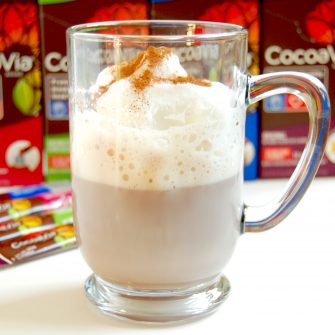 Warm up and enjoy the benefits of cocoa flavanols with this Caffé Mocha, made with nonfat milk and CocoaVia® cocoa extract supplement. Vegetarian and vegan-friendly if non-dairy milk is used. Get the recipe @jlevinsonrd.