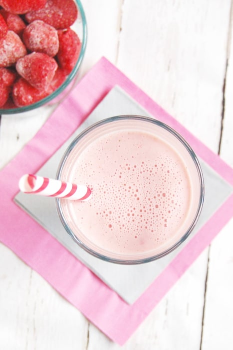 Strawberry Kefir Smoothie overhead shot