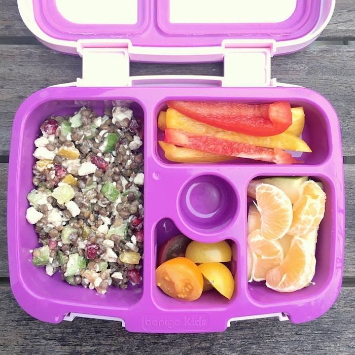 Lentil Chickpea Vegetable Salad in Lunchbox