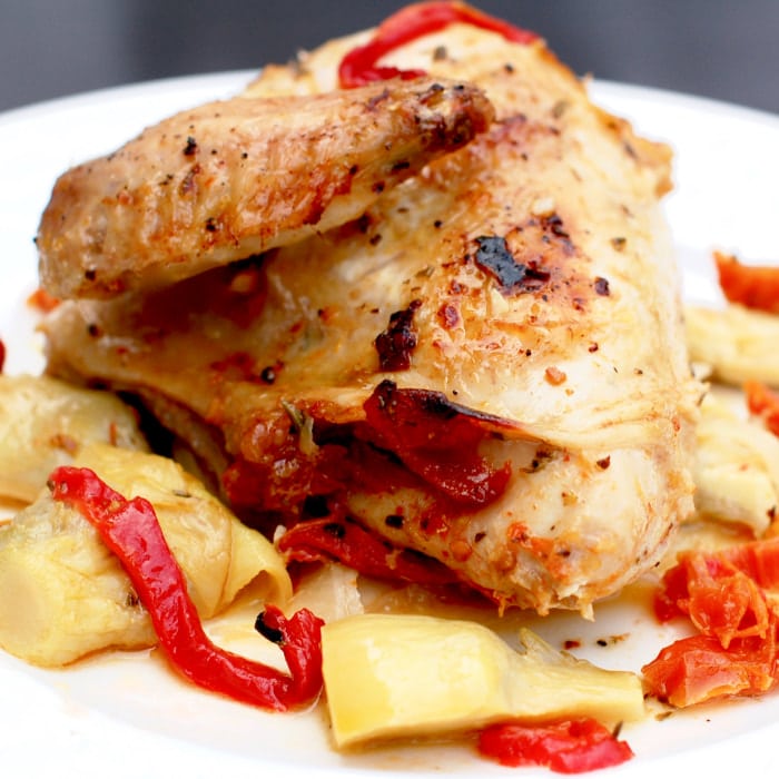 Roasted Chicken With Artichokes Peppers And Sun Dried Tomatoes 5981