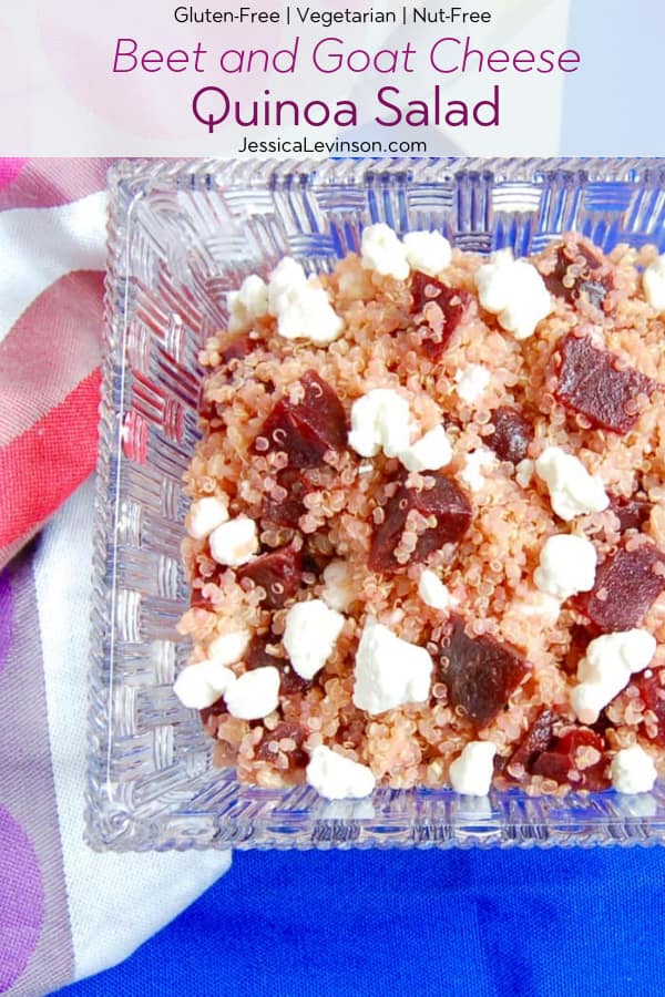 Beet and Goat Cheese Quinoa Salad Recipe with Text Overlay