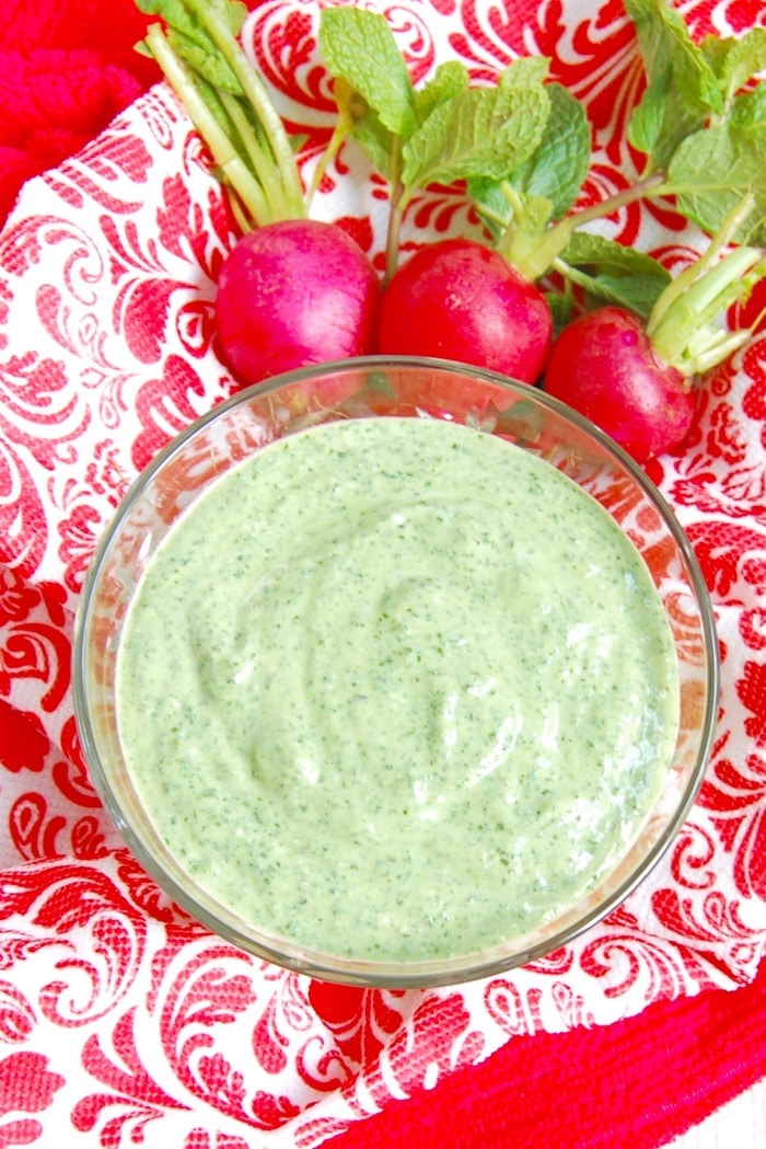 Radish Greens Pesto in Bowl