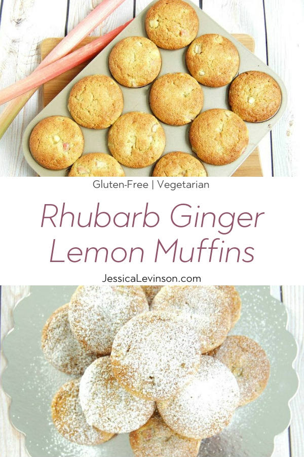 Rhubarb Ginger Lemon Muffins with Text Overlay