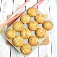 Rhubarb Ginger Lemon Muffins in Pan