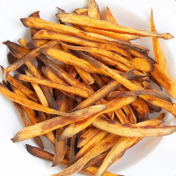 Crispy Baked Sweet Potato Fries Close Up