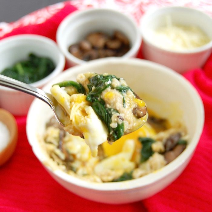 spoonful of savory oatmeal breakfast bowl