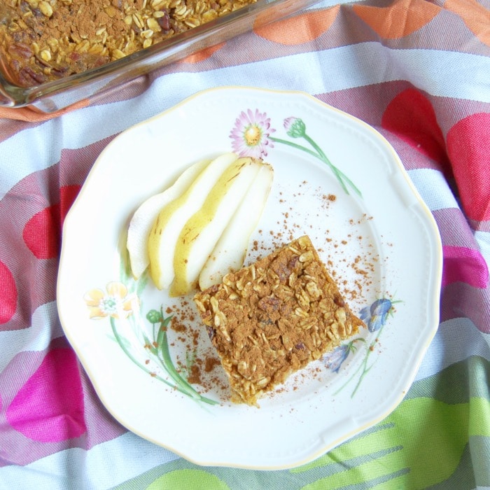 pumpkin spice baked oatmeal is a flavor-boosting recipe for breakfast made with cinnamon, nutmeg, and cloves