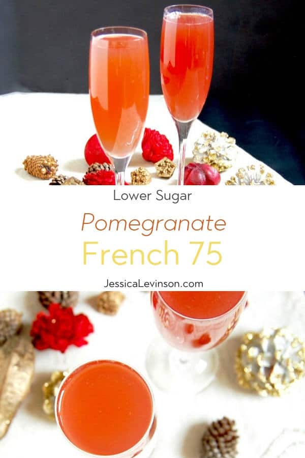 Pomegranate French 75 Cocktail with Text Overlay