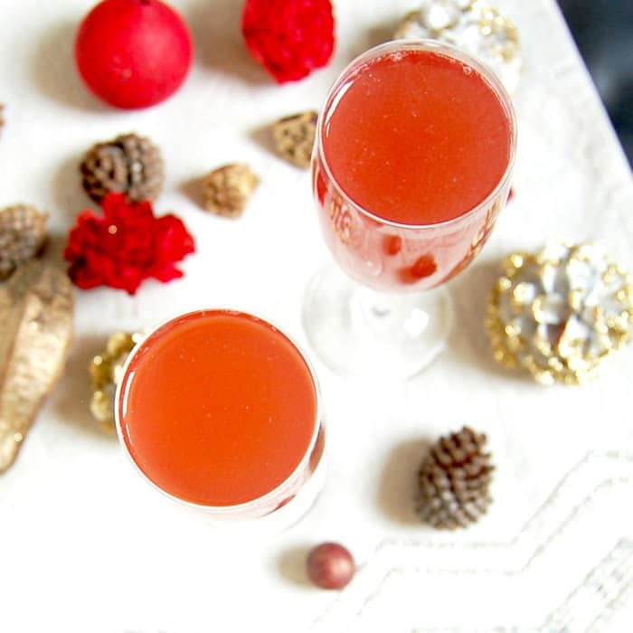 Pomegranate French 75 Cocktail Overhead