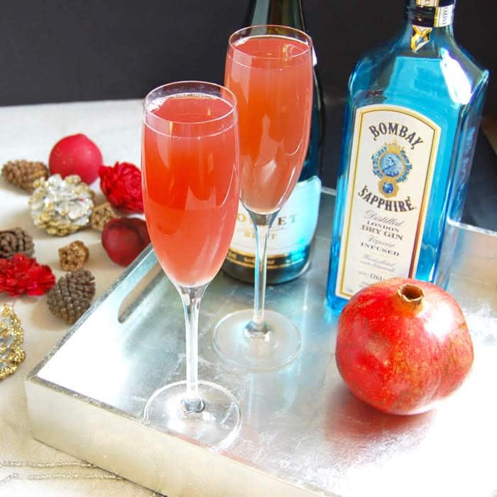 Pomegranate French 75 Cocktail with Bombay