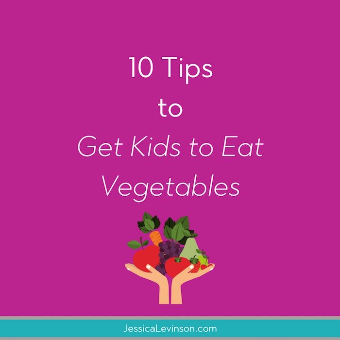 Tired of mealtime battles about veggie intake? Spend more time enjoying family meals by implementing these 10 tips to get kids to eat vegetables.