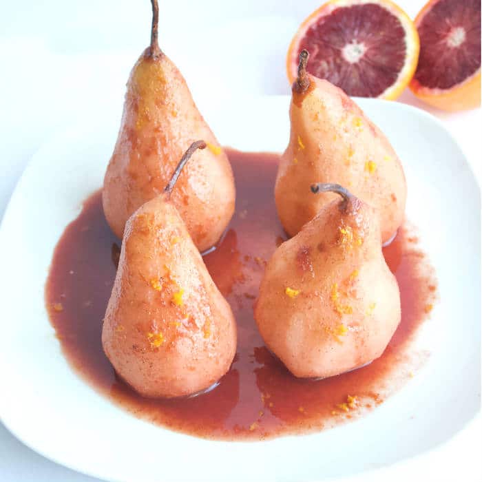 Blood Orange Poached Pears Close Up