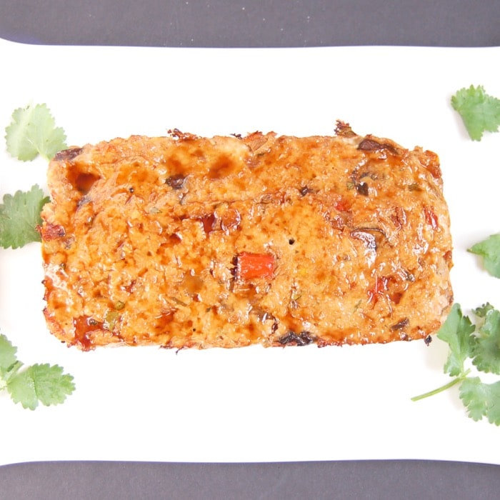 Asian style turkey meatloaf on platter