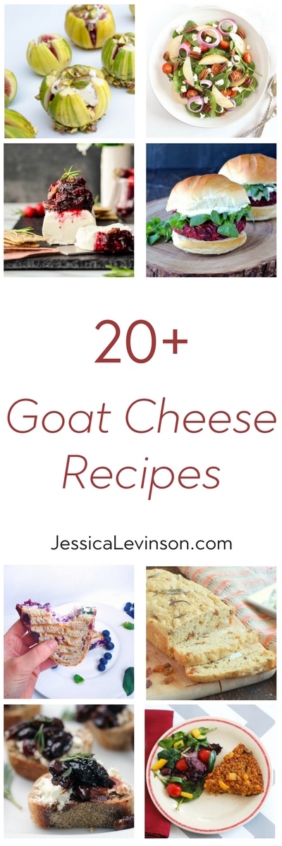 Are you a goat cheese lover? Then you will love this roundup of 20+ goat cheese recipes including salads, sandwiches, main dishes, and everything in between! Get the roundup at JessicaLevinson.com #recipes #goatcheese #cheese #reciperoundup #dairy