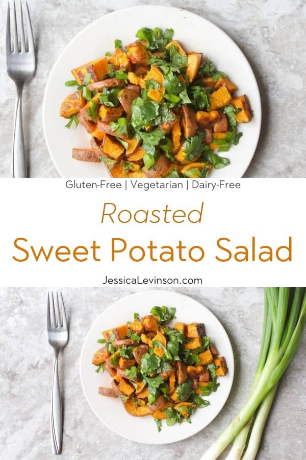 Roasted Sweet Potato Salad Recipe with Text Overlay