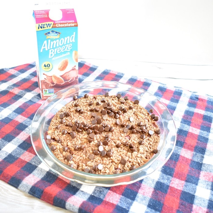 Chocolate baked oatmeal with berries and Almond Breeze almondmilk