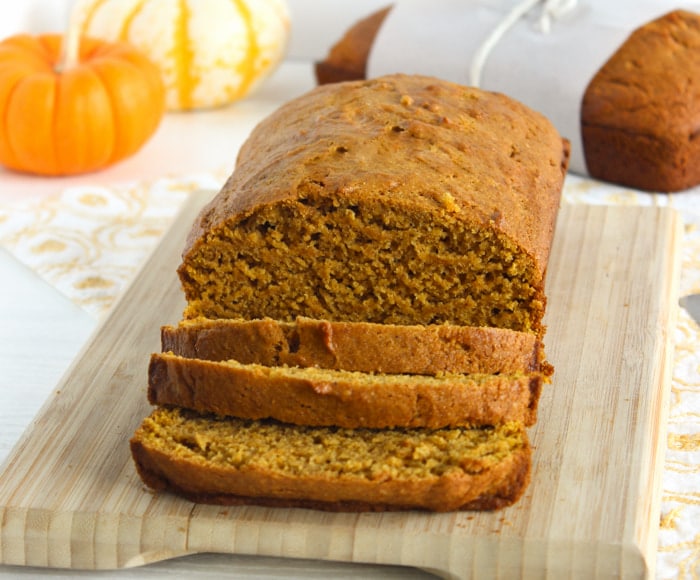 sliced loaf dairy free pumpkin bread