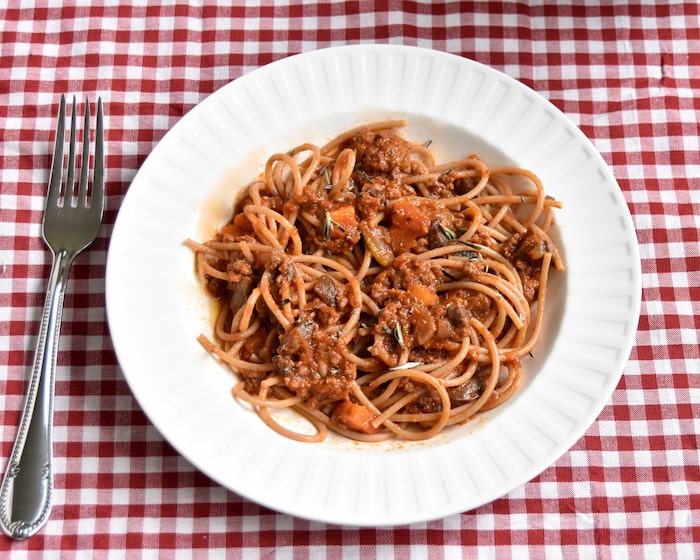 bowl of spaghetti bolognese