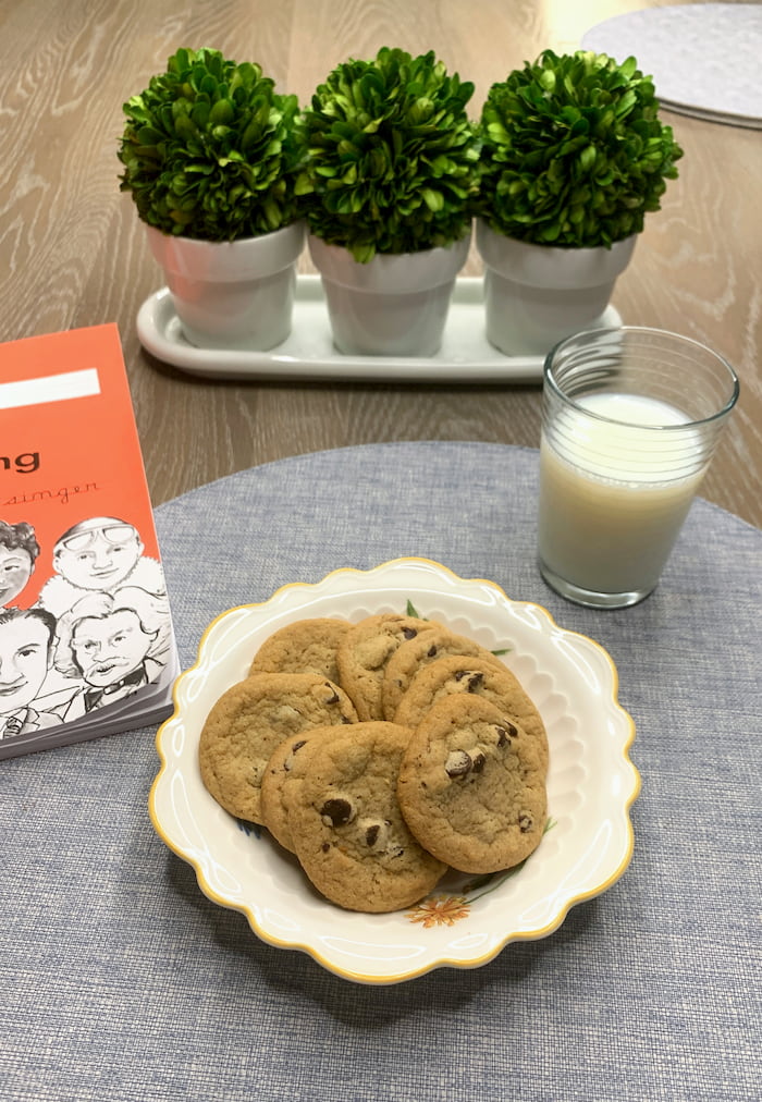 plate of cookies with a glass of milk